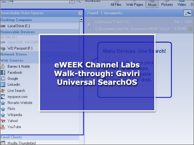 eWEEK Channel Labs Walk-through: Gaviri Universal SearchOS