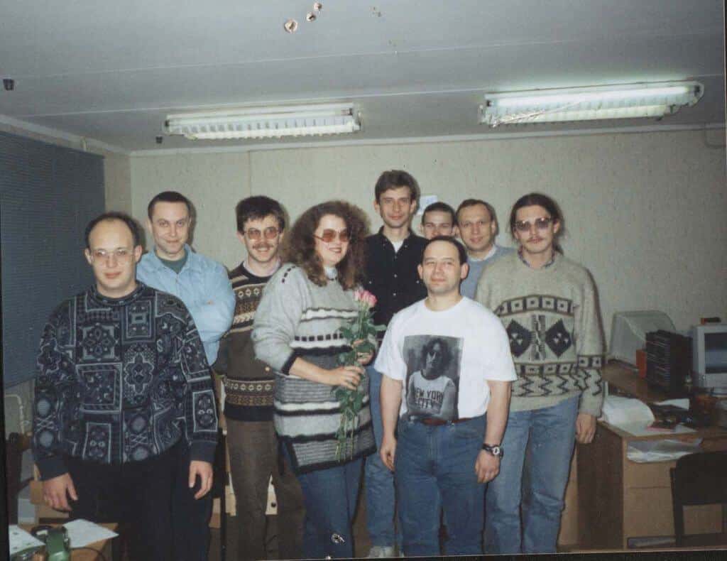 A few of the earliest employees at EPAM in Minsk, Belarus, 1997.