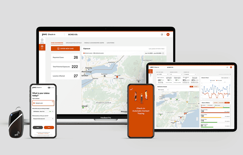 A view of PwC's check-in app.