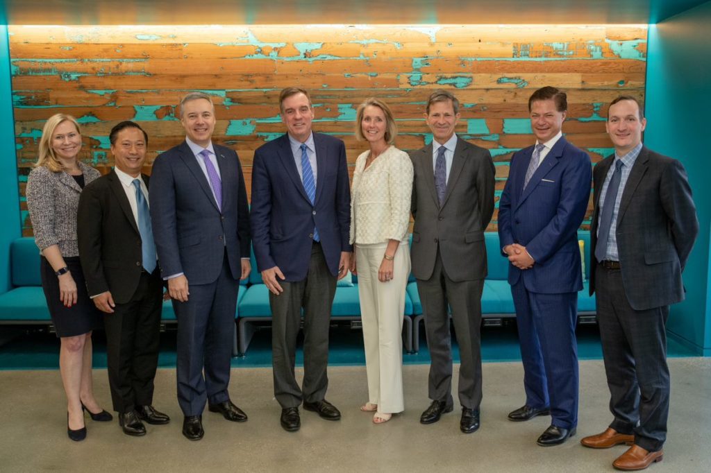 U.S. Senator Mark Warner visiting Booz Allen headquarters in McLean, Virginia.