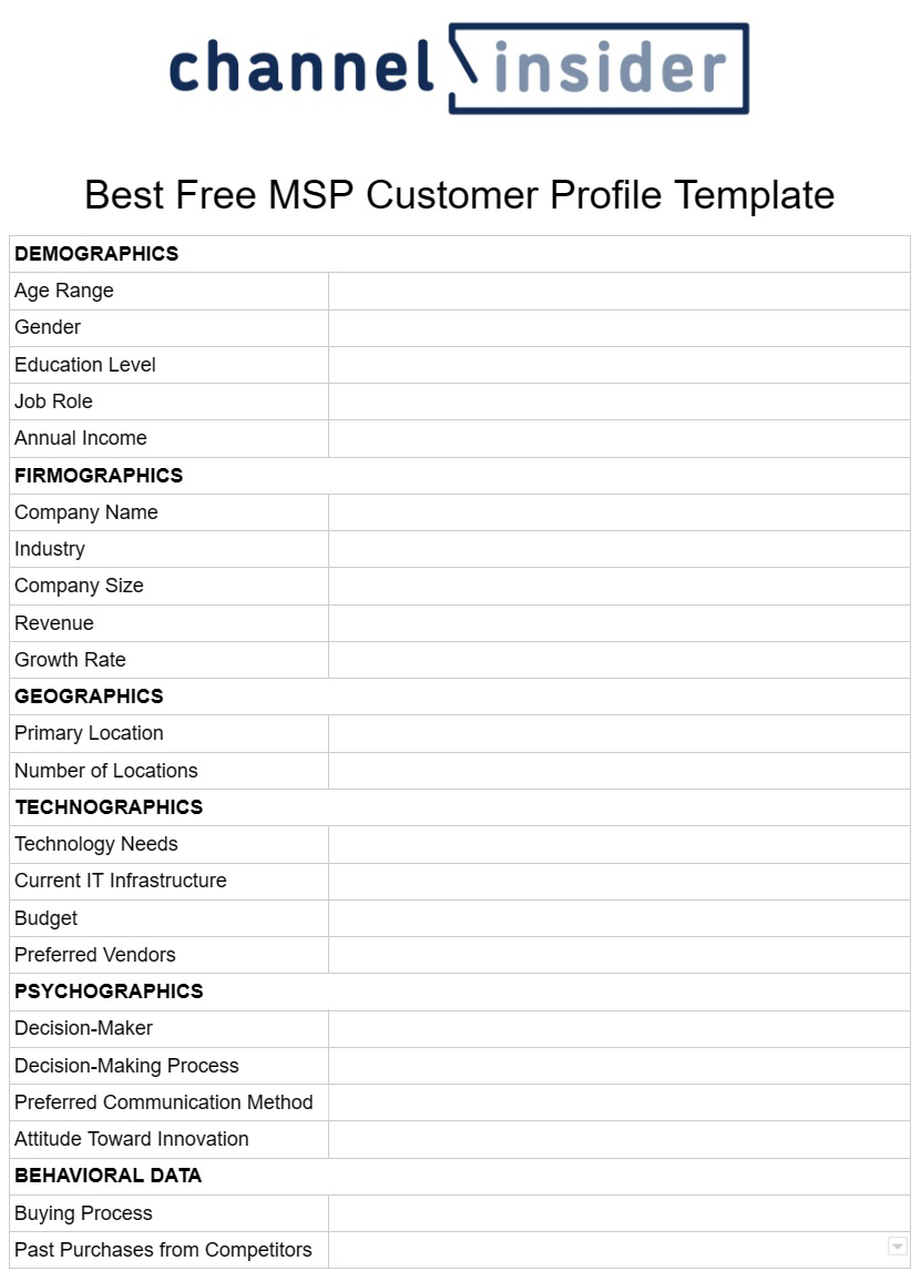 Best free MSP customer profile template