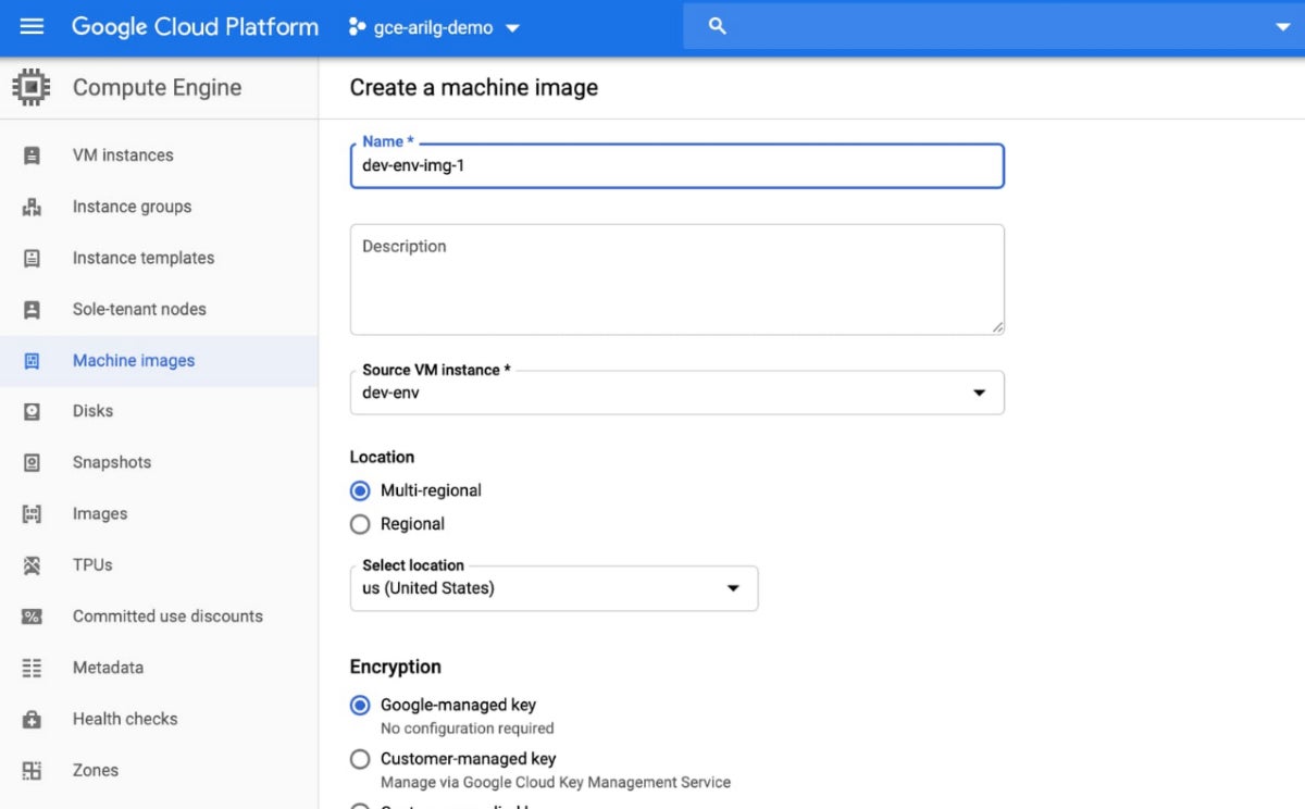 Google Cloud Platform interface.