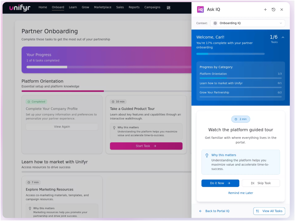 Unifyr’s Ask IQ AI feature. 
