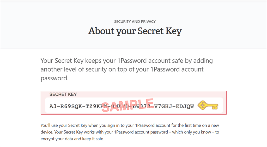 1Password Secret Key.