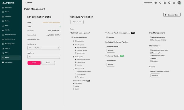 Atera’s patch management interface.