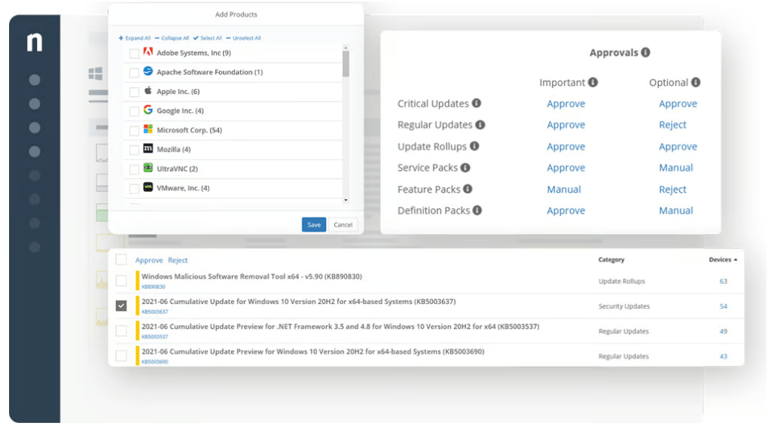 Patch management process in NinjaOne RMM.